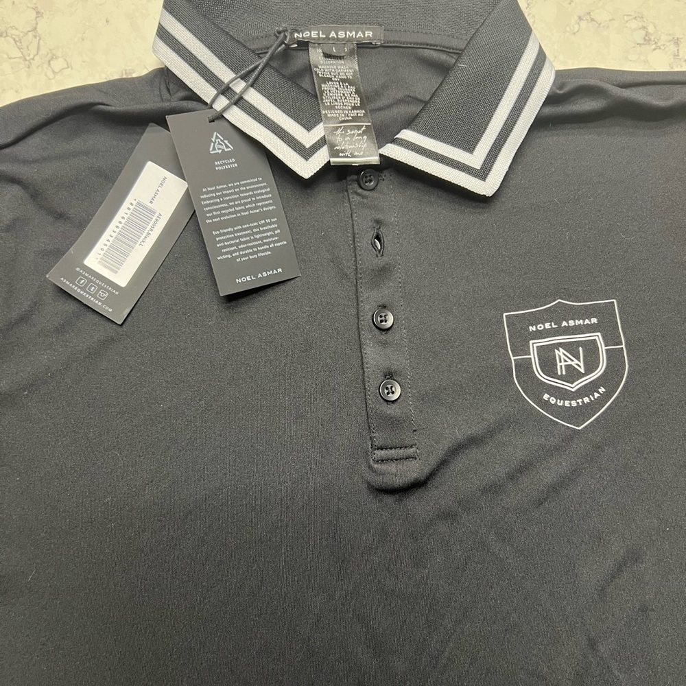 Noel Asmar Equestrian Black Polo Large with White Accents NWT - Picture 2 of 3